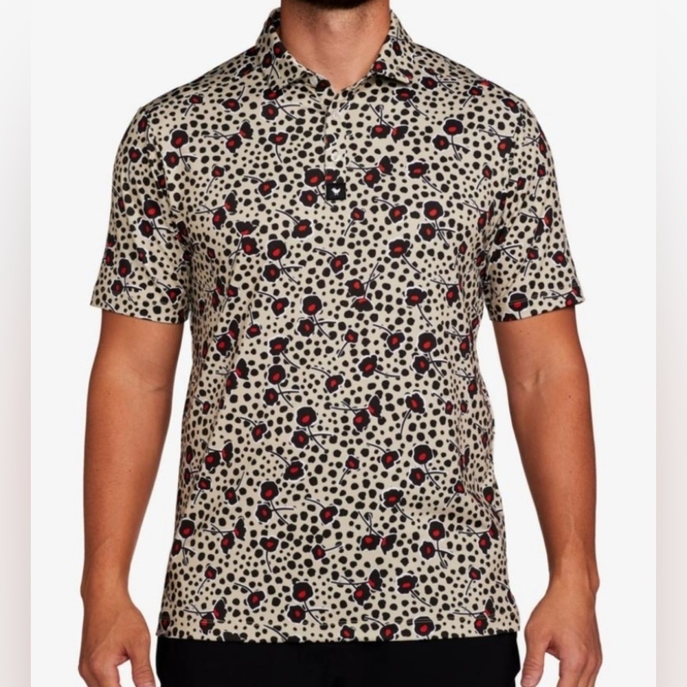 Bad Birdie Cherry Bomb Men Short Sleeve‎ Polo Shirt Size Medium Golf Comfort